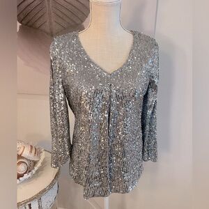 Joseph Ribkoff cold shoulder sequin top NWT Sz 8